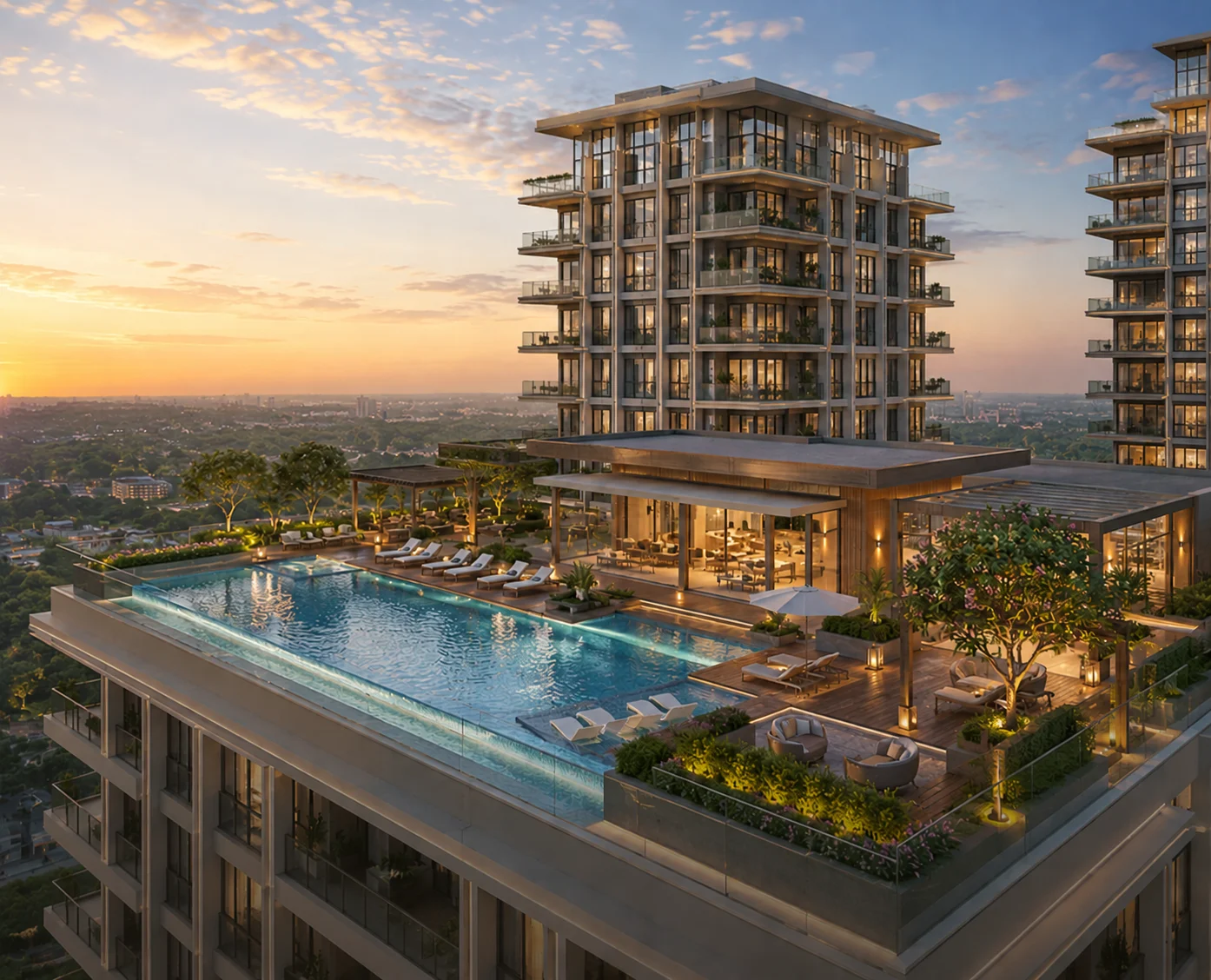 Rooftop pool and podium